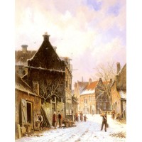 A Village Street Scene in Winter