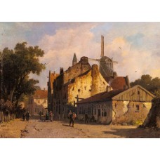 Village Scene With A Windmill