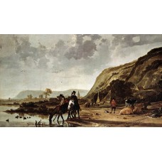 Large River Landscape with Horsemen