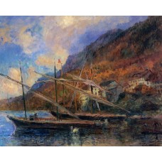 Boats by the Banks of Lake Geneva at Saint Gingolph