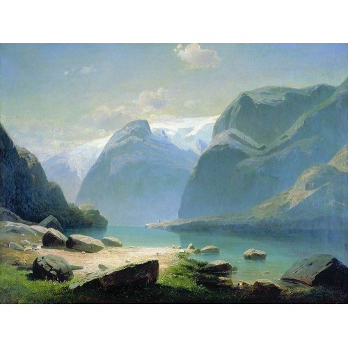 Lake in the swiss mountains 1866