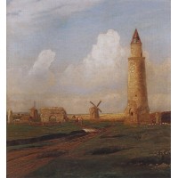 Village bulgarians small minaret and the ruins of the white house 1874