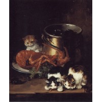 Kittens with Mussels and a Lobster