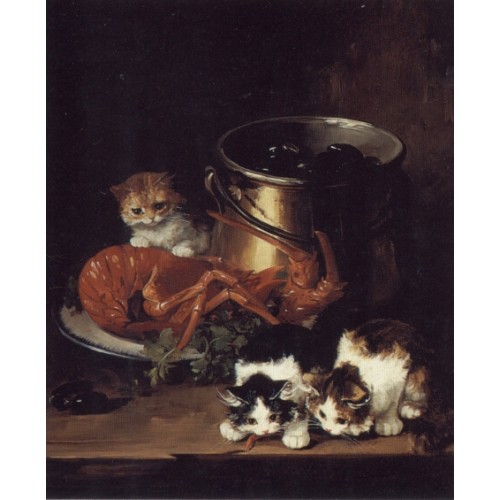 Kittens with Mussels and a Lobster