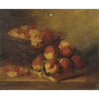 Peaches and currents on a table