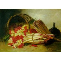 Still life with asparagus,currants