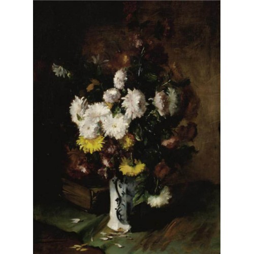 Vase of chrysanthemums