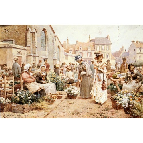 Flower Market in a French Town