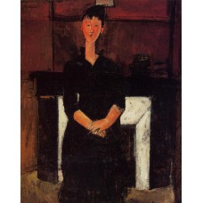 Woman Seated in Front of a Fireplace