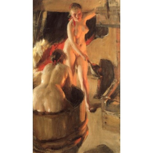 Women bathing in the sauna