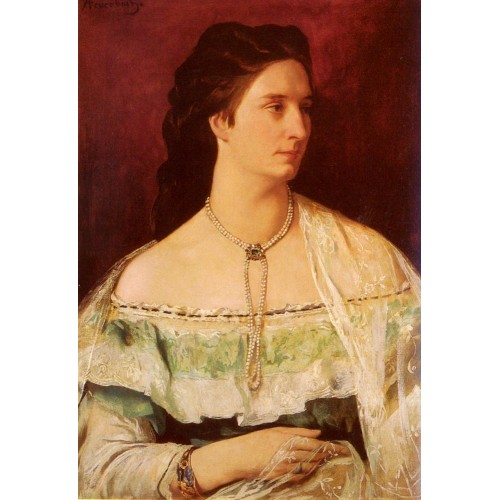 Portrait Of A Lady Wearing A Pearl Necklace