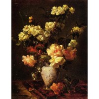 Peonies and Apple Blossoms in a Chinese Vase