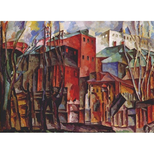 Landscape with dry trees and tall buildings 1920
