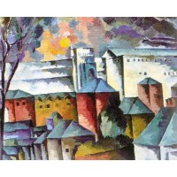 Landscape with the monastery walls 1920