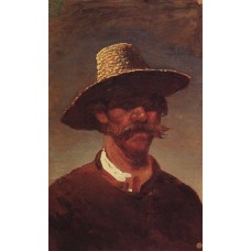 The head of a ukrainian peasant in a straw hat