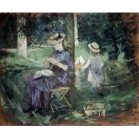 Girl Sewing in a Garden