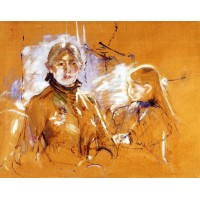Portrait of Berthe Morisot and Her Daughter