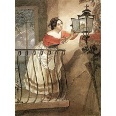 Italian woman lightning a lamp