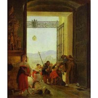 Pilgrims at the entrance of the lateran basilica