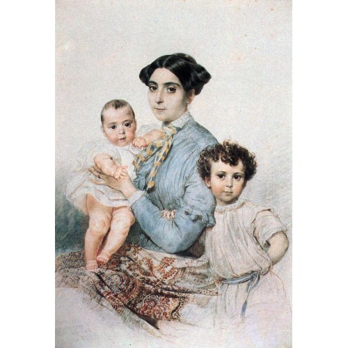 Portrait of teresa michele tittoni with sons 1852