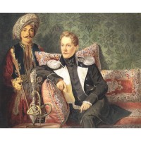 Portrait of the military and his servant
