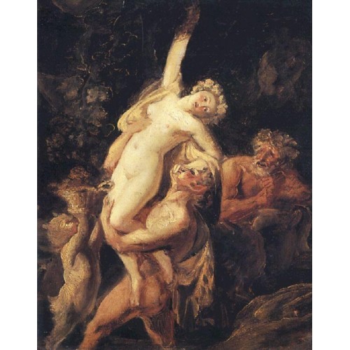 Satyr and bacchante bacchanalia