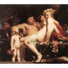 Bacchus with Two Nymphs and Cupid