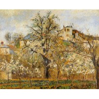 Kitchen Garden with Trees in Flower Spring Pontoise