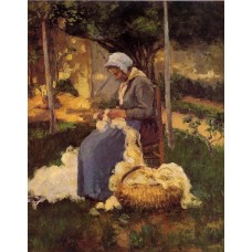 Peasant Woman Carding Wool