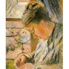 Portrait of Madame Pissarro Sewing near a Window