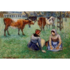 Seated Peasants Watching Cows