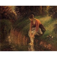 Young Woman Bathing Her Feet