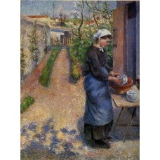 Young Woman Washing Plates