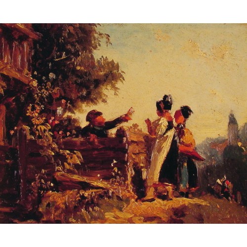 Swabian Girls at a Garden Fence