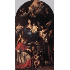 Madonna and Child Enthroned with Angels and Saints