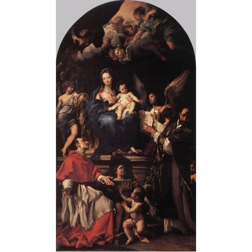 Madonna and Child Enthroned with Angels and Saints