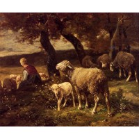 Shepherdess and Sheep