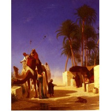 Camel Drivers Drinking from the Wells