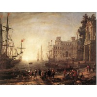Port Scene with the Villa Medici