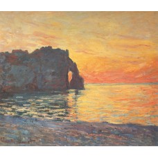 Etretat cliff of d aval sunset
