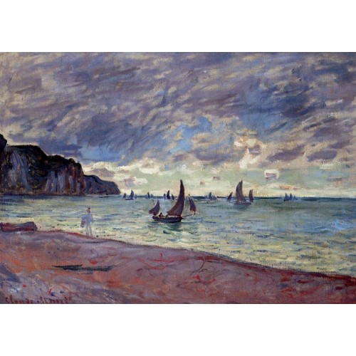 Fishing Boats by the Beach and the Cliffs of Pourville