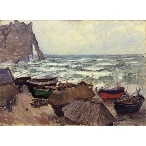 Fishing boats on the beach at etretat