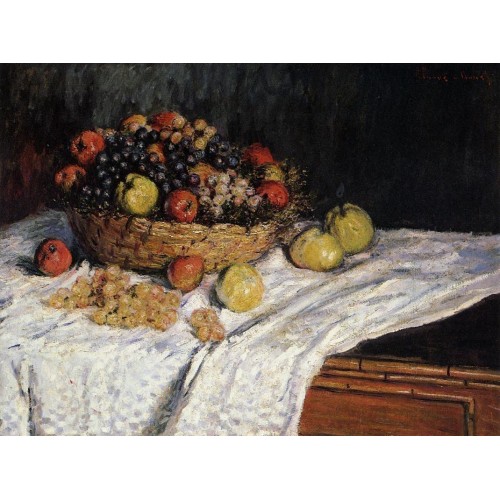 Fruit Basket with Apples and Grapes