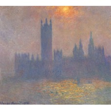 Houses of parliament effect of sunlight in the fog