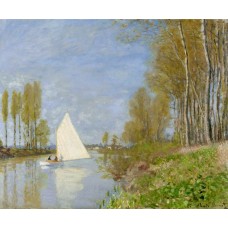 Small boat on the small branch of the seine at argenteuil