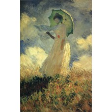 Woman with a parasol also known as study of a figure outdoors facing left