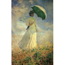 Woman with a parasol facing right also known as study of a figure outdoors facing right