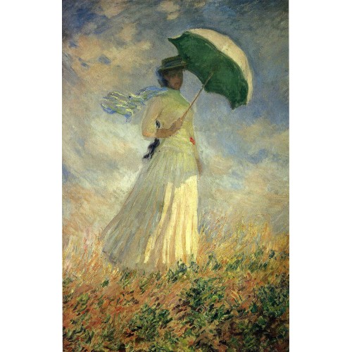 Woman with a parasol facing right also known as study of a figure outdoors facing right