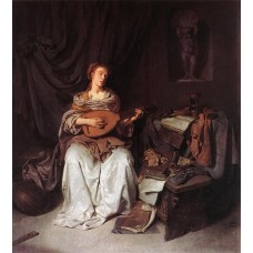 Woman Playing a Lute