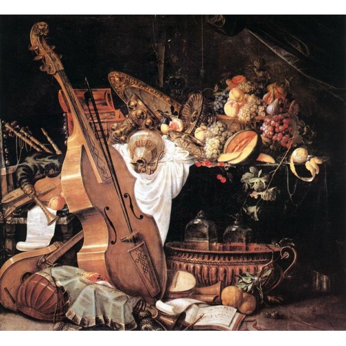 Vanitas Still Life with Musical Instruments